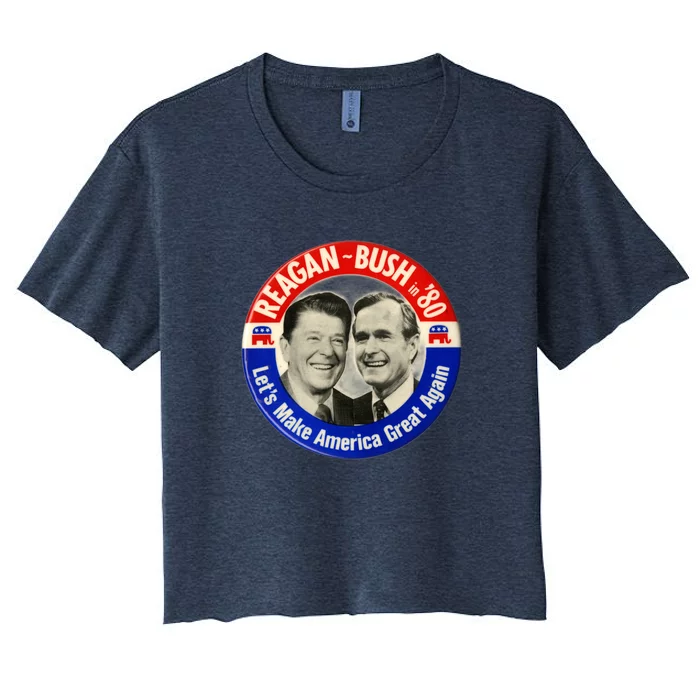 Reagan Bush 1980 Let's Make America Great Again Women's Crop Top Tee