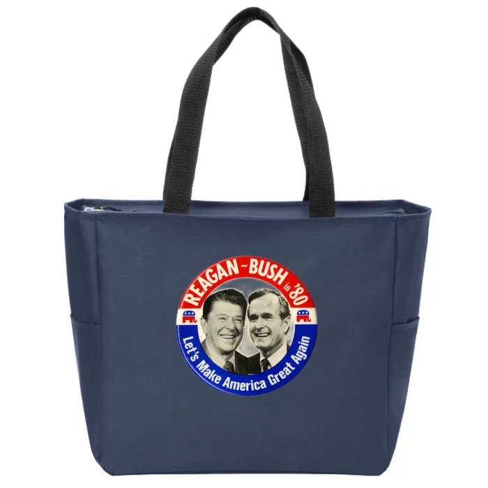 Reagan Bush 1980 Let's Make America Great Again Zip Tote Bag