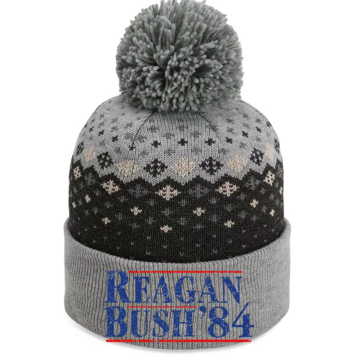 Reagan Bush 1984 Republican Vintage Conservative The Baniff Cuffed Pom Beanie