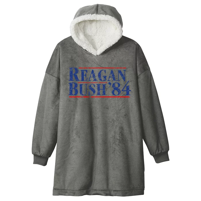 Reagan Bush 1984 Republican Vintage Conservative Hooded Wearable Blanket