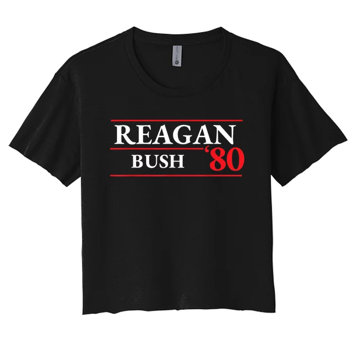 Reagan Bush 1980 Presidential Election Women's Crop Top Tee