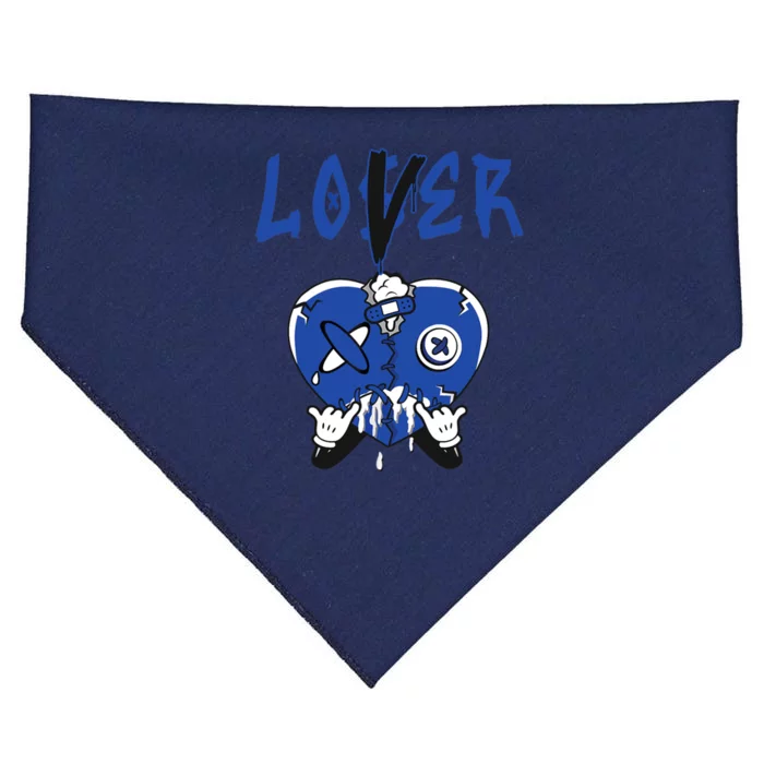 Racer Blue 5s Tee To Match Loser Lover Heart 5 Racer Blue USA-Made Doggie Bandana