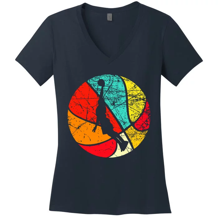 Retro Basketball 70s Women's V-Neck T-Shirt