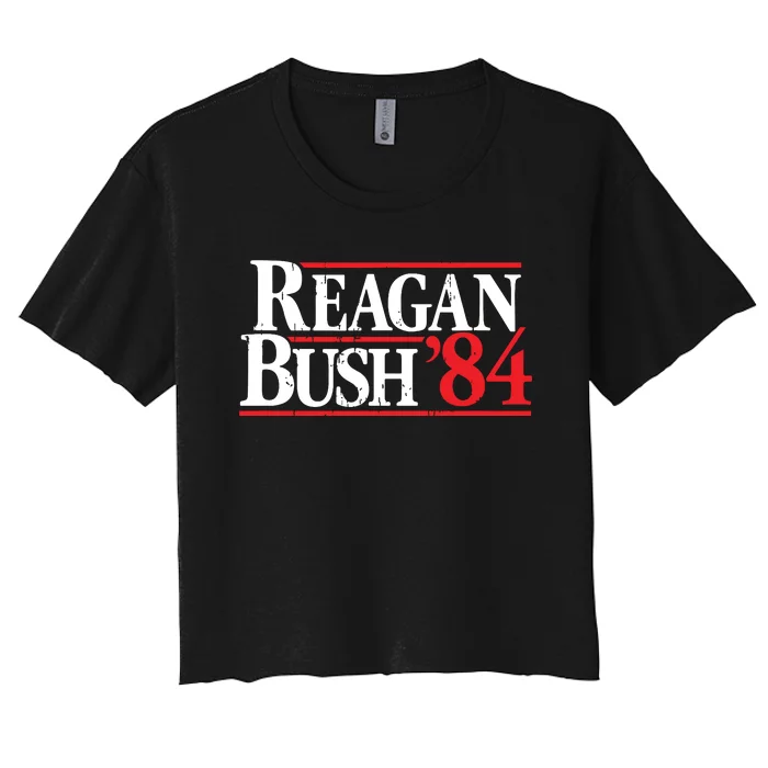 Reagan Bush 84 Vintage Republican Women's Crop Top Tee