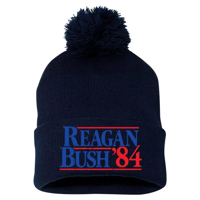 Reagan Bush 84 Vintage Republican Pom Pom 12in Knit Beanie