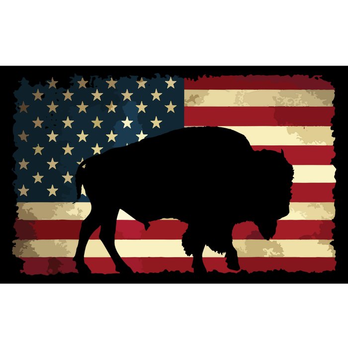 Retro Buffalo American Flag USA Bison Bumper Sticker