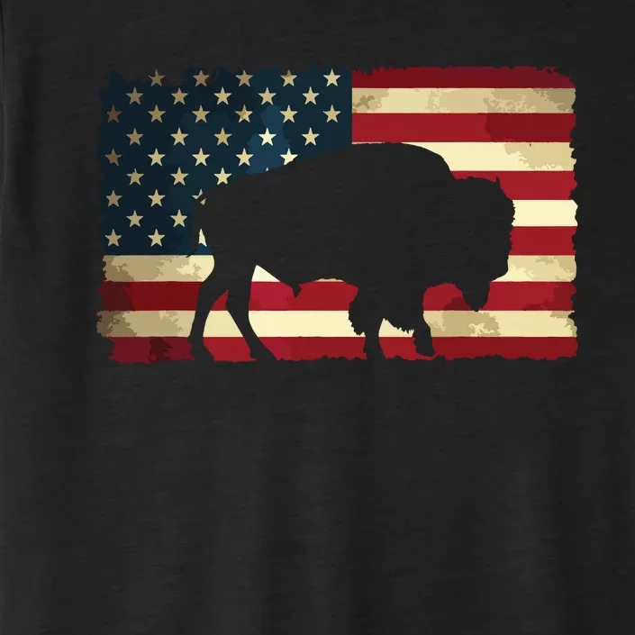 Retro Buffalo American Flag USA Bison ChromaSoft Performance T-Shirt