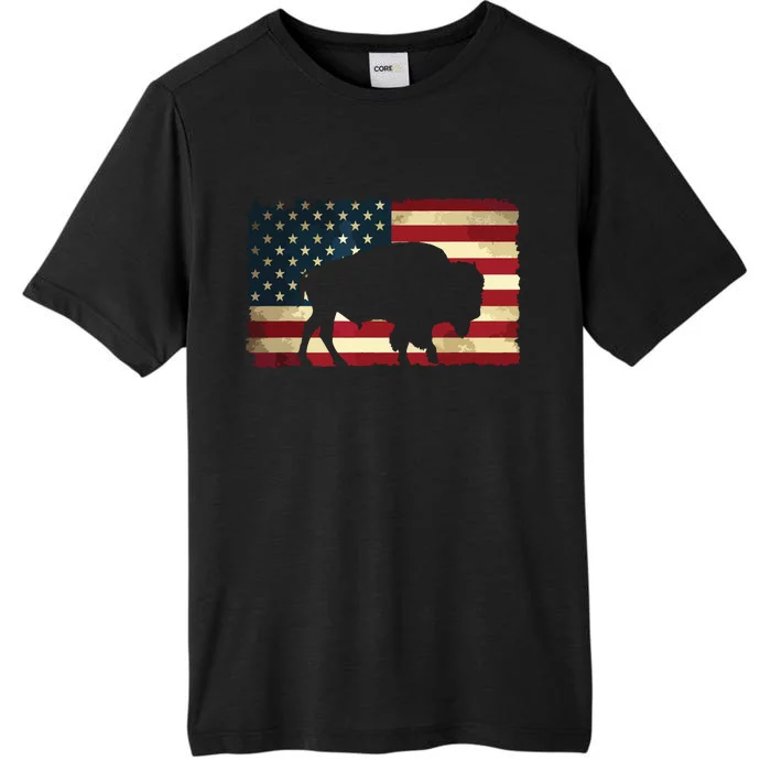 Retro Buffalo American Flag USA Bison ChromaSoft Performance T-Shirt