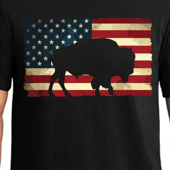 Retro Buffalo American Flag USA Bison Pajama Set