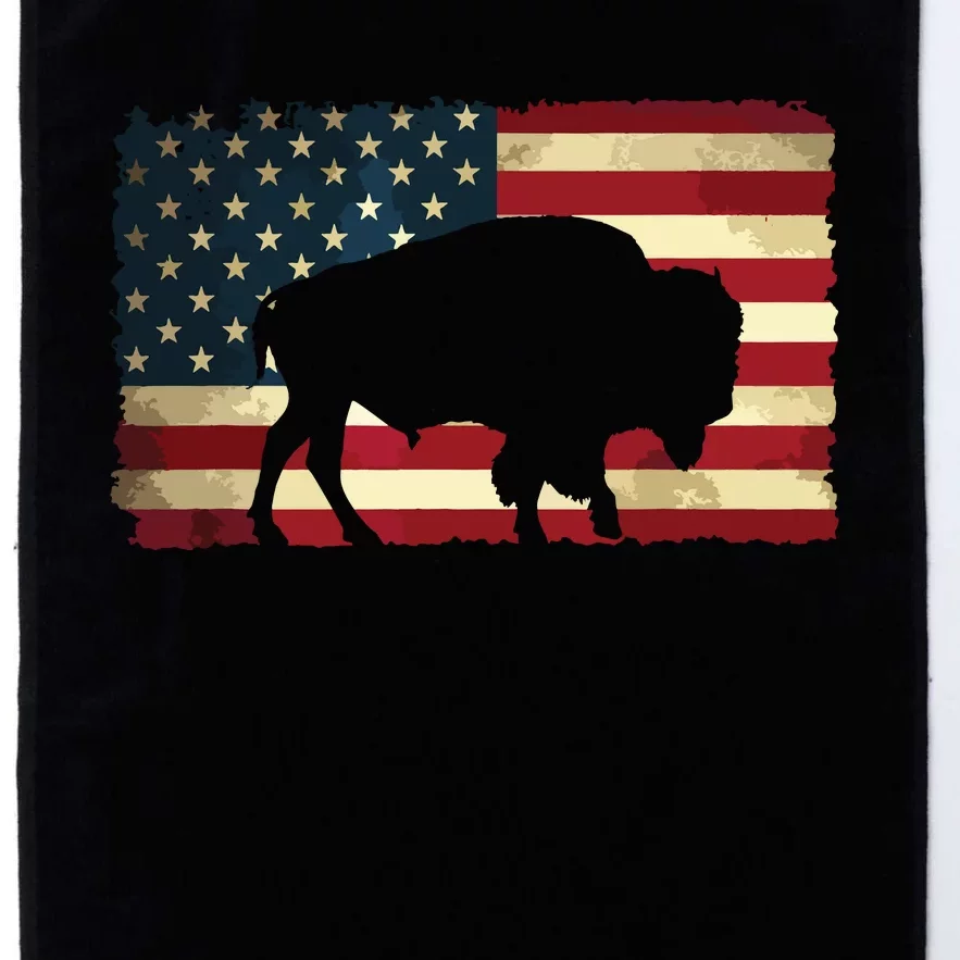 Retro Buffalo American Flag USA Bison Platinum Collection Golf Towel