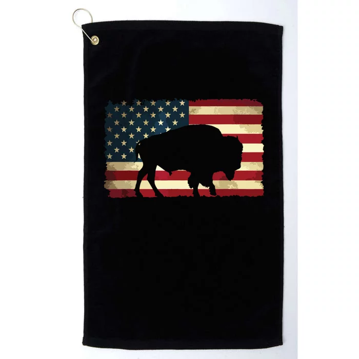 Retro Buffalo American Flag USA Bison Platinum Collection Golf Towel