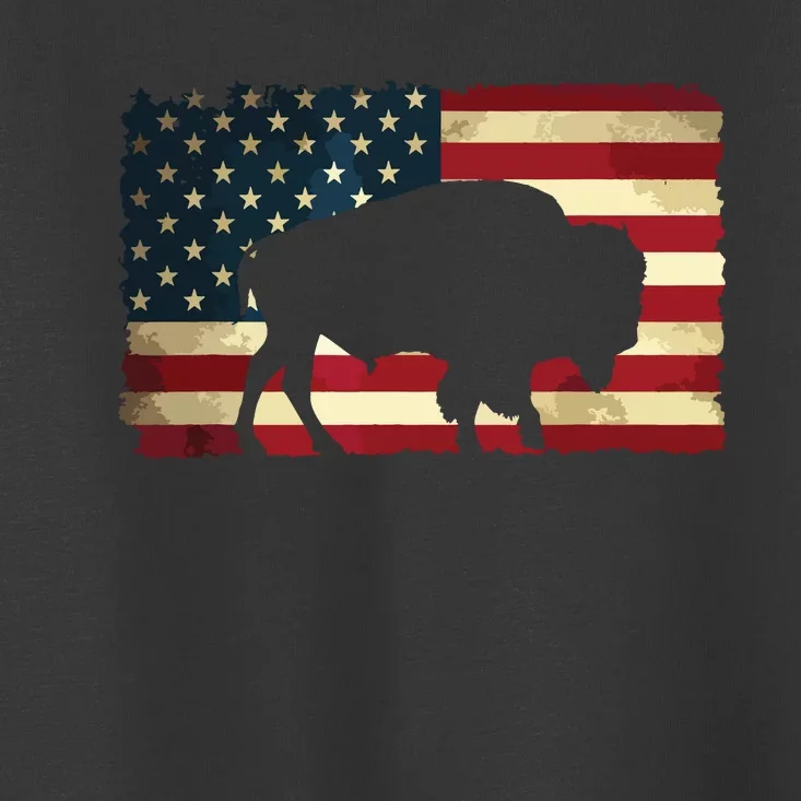 Retro Buffalo American Flag USA Bison Toddler T-Shirt