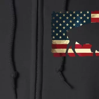 Retro Buffalo American Flag USA Bison Full Zip Hoodie