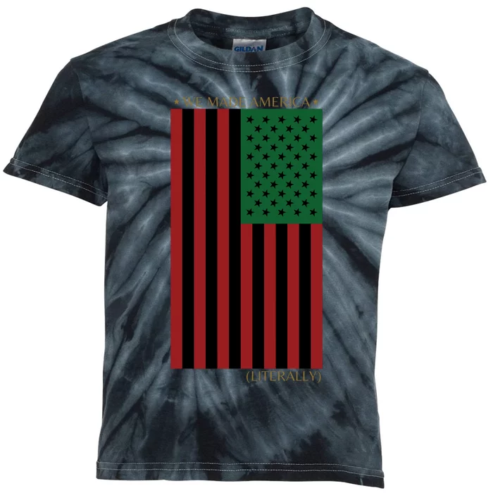 Red Black And Green Flag RBG American Flag Kids Tie-Dye T-Shirt