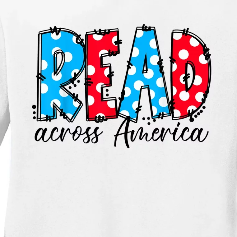 Read Books Across America Funny Bookworm Reader Book Lover Ladies Long Sleeve Shirt