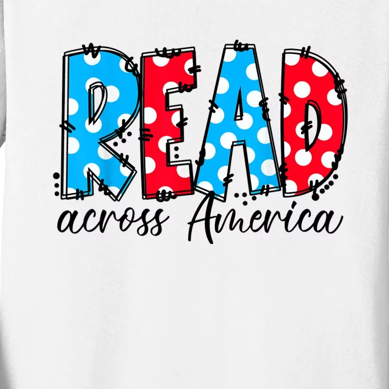 Read Books Across America Funny Bookworm Reader Book Lover Kids Long Sleeve Shirt