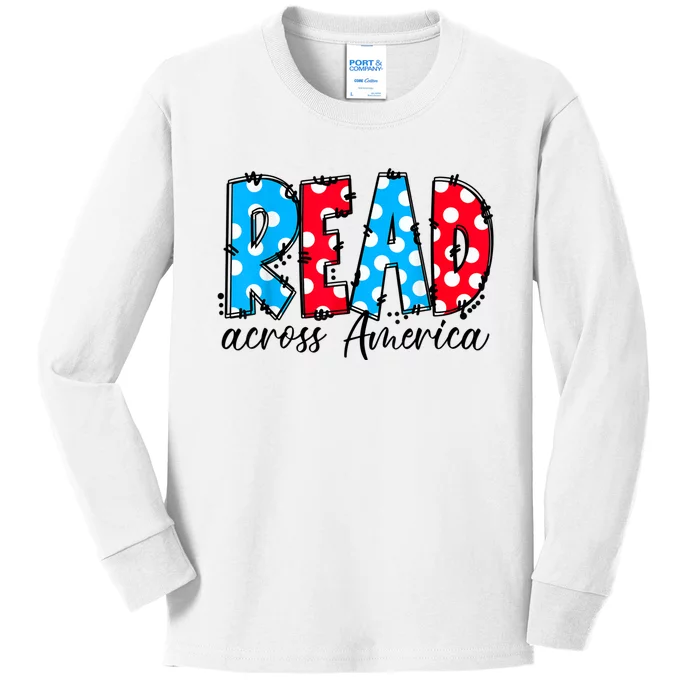 Read Books Across America Funny Bookworm Reader Book Lover Kids Long Sleeve Shirt