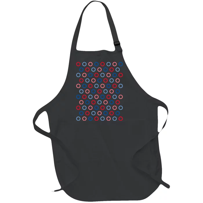 Red Blue And Light Blue Polka Dot Ring Cute Full-Length Apron With Pocket