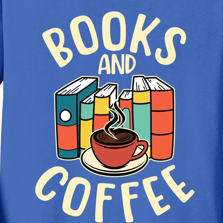 Reading Books And Coffee Bookaholilc Bookworm Reading Gift Kids Long Sleeve Shirt