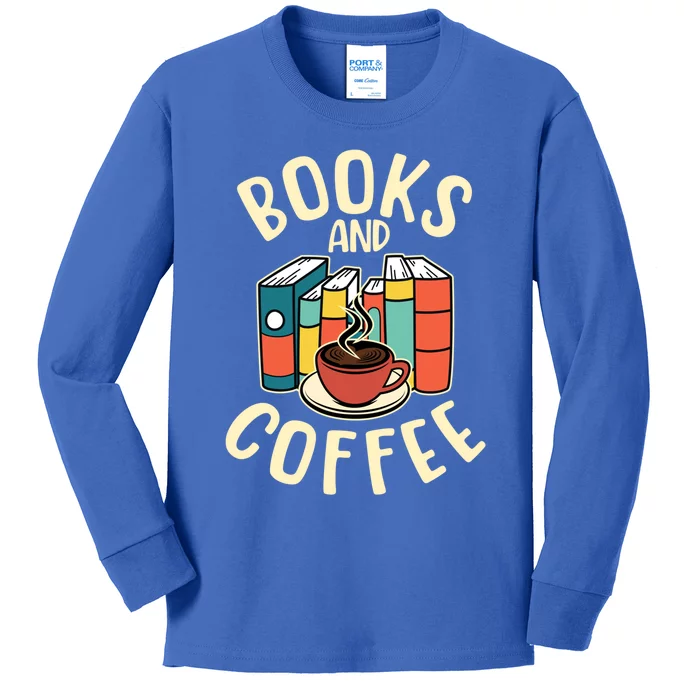 Reading Books And Coffee Bookaholilc Bookworm Reading Gift Kids Long Sleeve Shirt