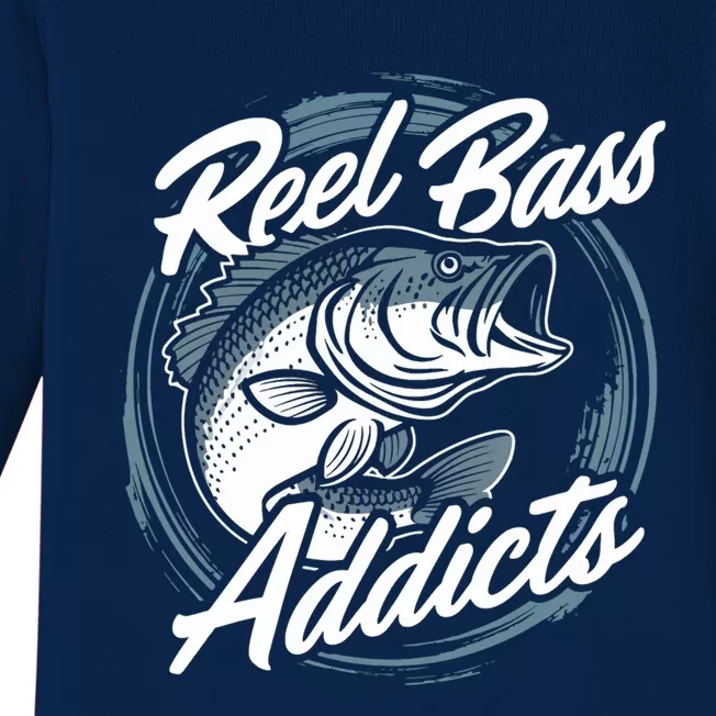 Reel Bass Addicts Bass Fishing Gift Baby Long Sleeve Bodysuit