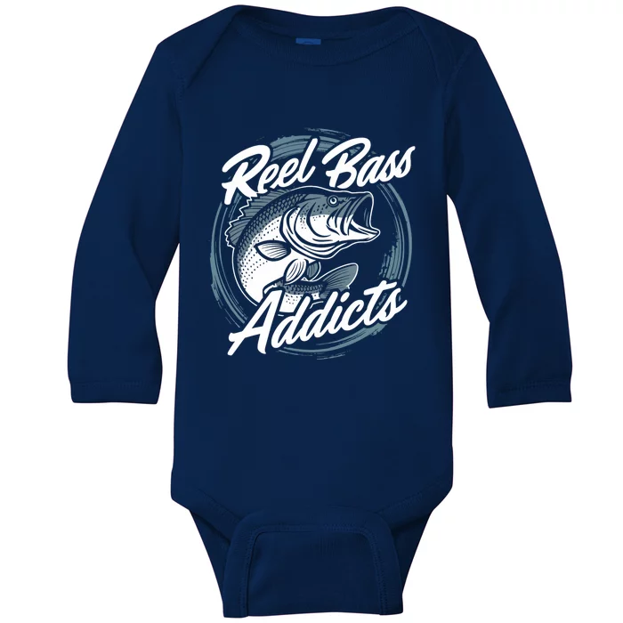 Reel Bass Addicts Bass Fishing Gift Baby Long Sleeve Bodysuit