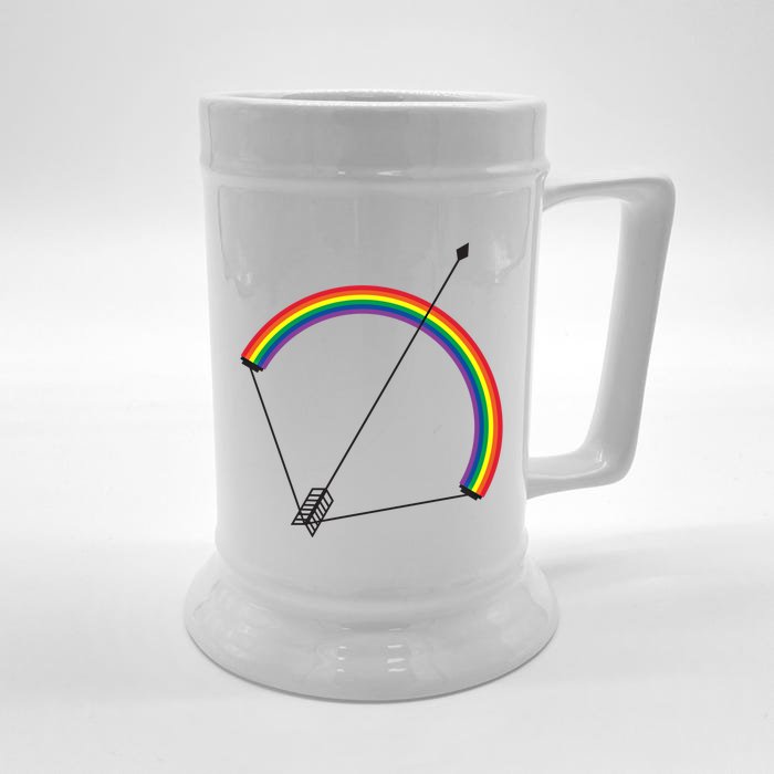 Rain Bow Arrow Heart Pointer Gay Pride Lgbt Rainbow Color Cool Gift Front & Back Beer Stein