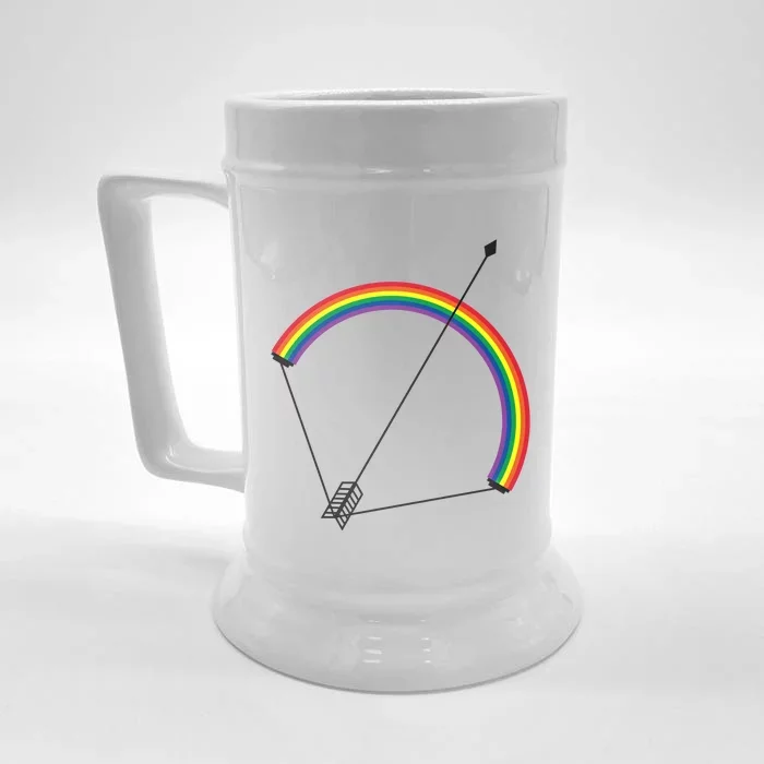 Rain Bow Arrow Heart Pointer Gay Pride Lgbt Rainbow Color Cool Gift Front & Back Beer Stein