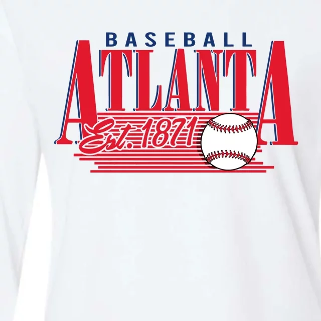 Retro Baseball Atlanta Est 1871 Womens Cotton Relaxed Long Sleeve T-Shirt