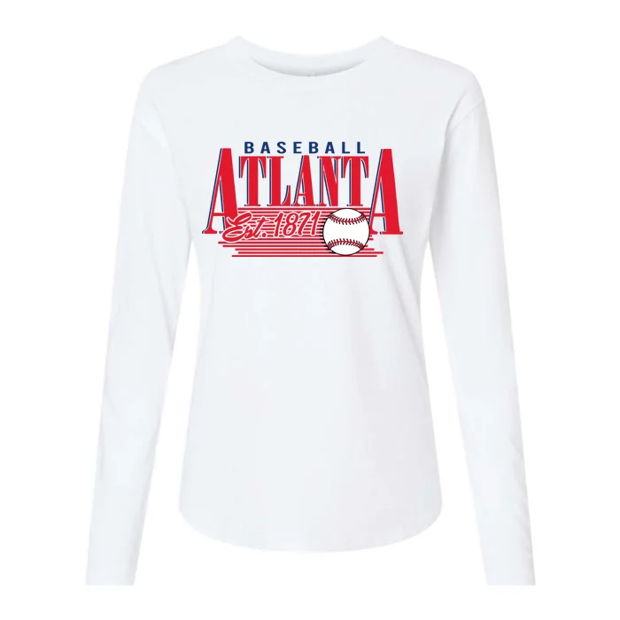 Retro Baseball Atlanta Est 1871 Womens Cotton Relaxed Long Sleeve T-Shirt