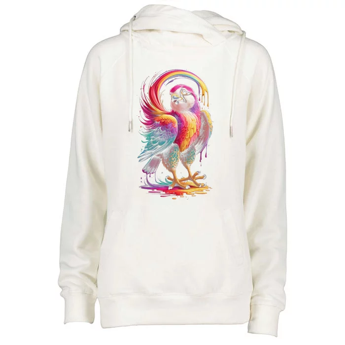 Rainbow Bird Art Colorful Bird Lover Birdwatching Gift Womens Funnel Neck Pullover Hood