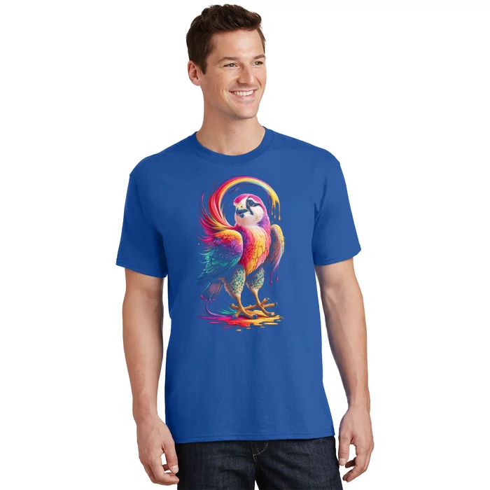 Rainbow Bird Art Colorful Bird Lover Birdwatching Gift T-Shirt