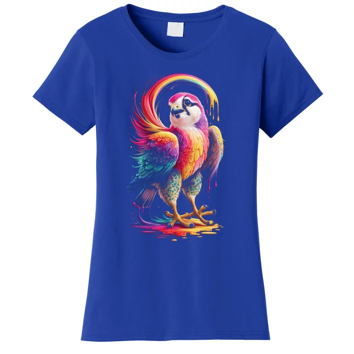 Rainbow Bird Art Colorful Bird Lover Birdwatching Gift Women's T-Shirt