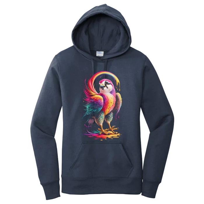 Rainbow Bird Art Colorful Bird Lover Birdwatching Gift Women's Pullover Hoodie