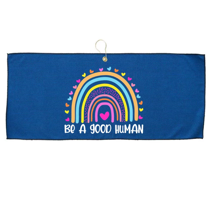 Retro Be A Good Human Saying Kindness Quote Positive Message Large Microfiber Waffle Golf Towel