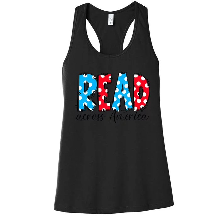 Read Books Across America Funny Bookworm Reader Book Lover Women's Racerback Tank