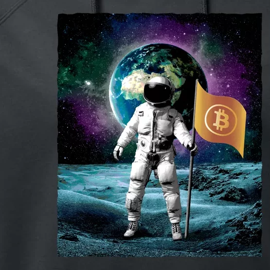 Retro Bitcoin Astronaut Performance Fleece Hoodie