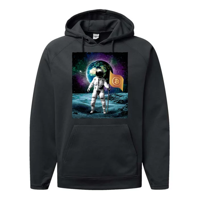 Retro Bitcoin Astronaut Performance Fleece Hoodie