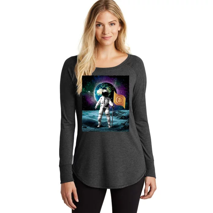 Retro Bitcoin Astronaut Women's Perfect Tri Tunic Long Sleeve Shirt