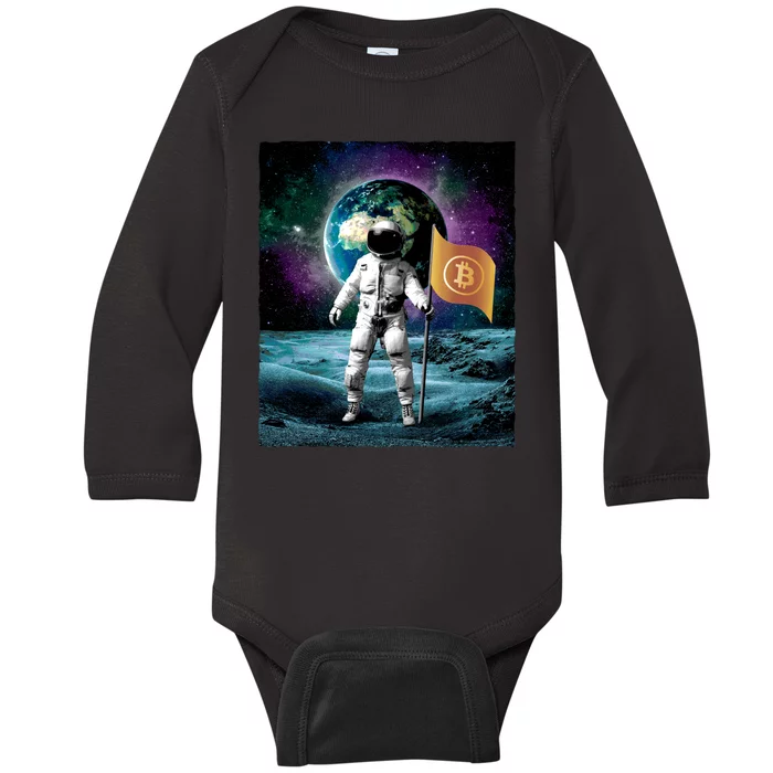 Retro Bitcoin Astronaut Baby Long Sleeve Bodysuit