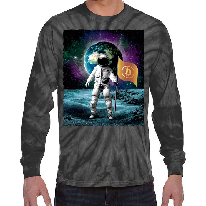 Retro Bitcoin Astronaut Tie-Dye Long Sleeve Shirt