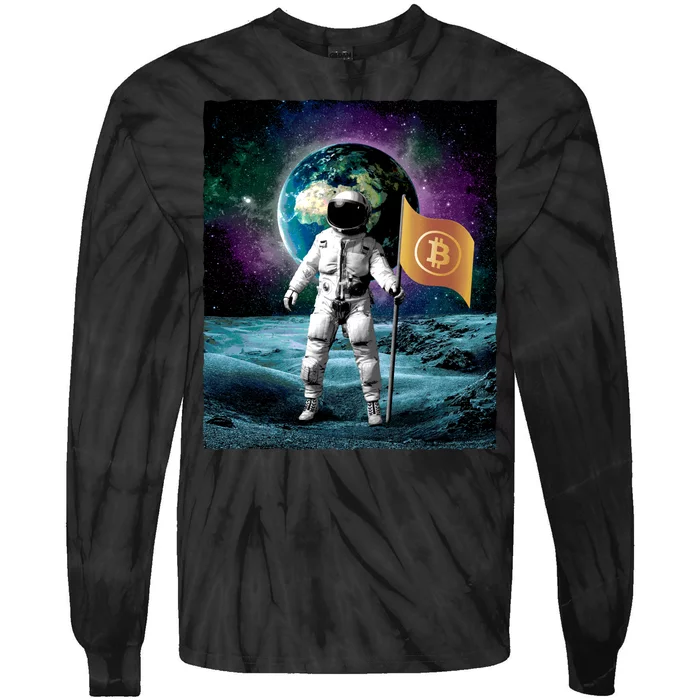 Retro Bitcoin Astronaut Tie-Dye Long Sleeve Shirt