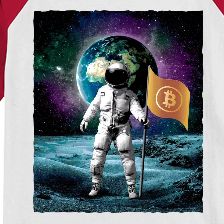 Retro Bitcoin Astronaut Kids Colorblock Raglan Jersey