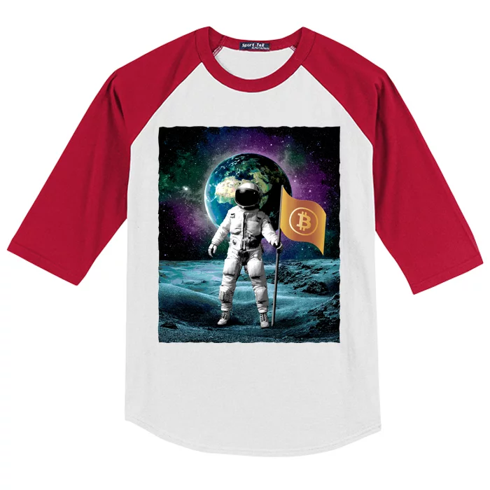 Retro Bitcoin Astronaut Kids Colorblock Raglan Jersey