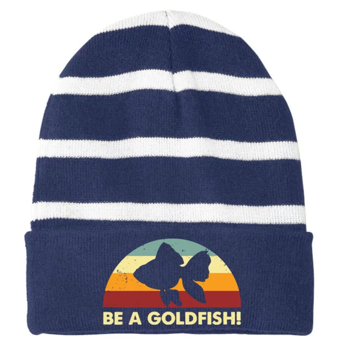 Retro Be A Goldfish Striped Beanie with Solid Band