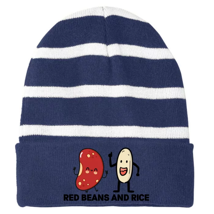 Red Beans And Rice Funny Food Striped Beanie with Solid Band