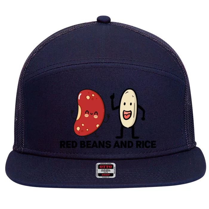 Red Beans And Rice Funny Food 7 Panel Mesh Trucker Snapback Hat