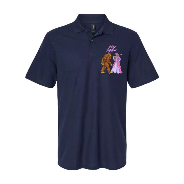 Romantic BigFoot And Princess Cool Better Together Sasquatch Softstyle Adult Sport Polo