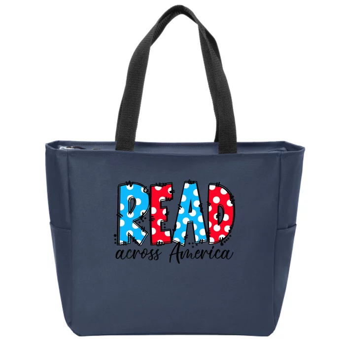 Read Books Across America Funny Bookworm Reader Book Lover Zip Tote Bag