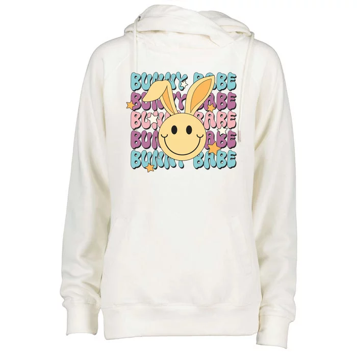 Retro Bunny Babe Cute Bunny Womens Funnel Neck Pullover Hood